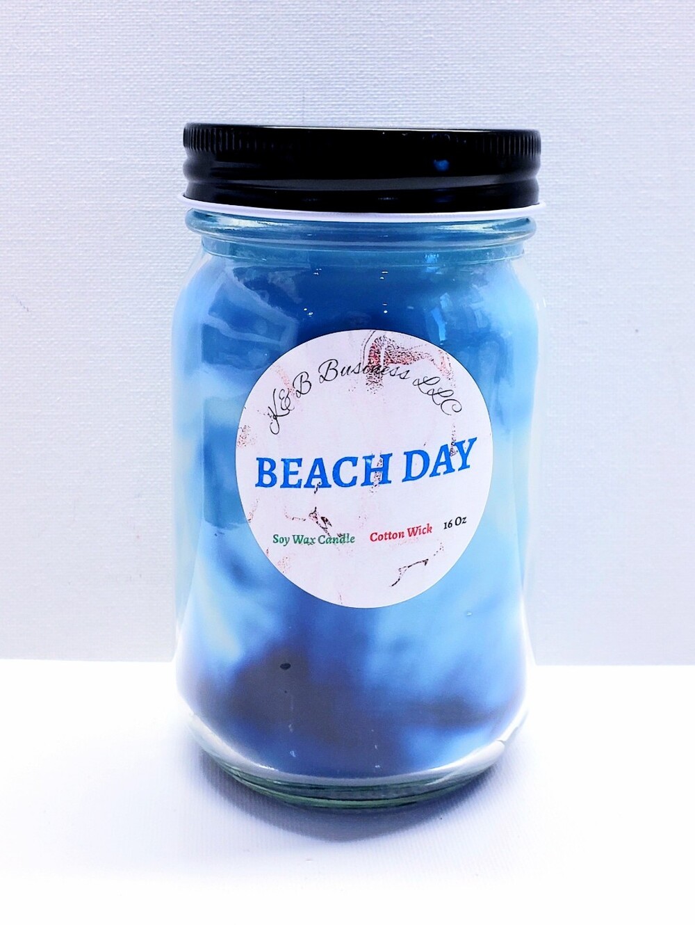 Handmade Soy Wax Candle BEACH DAY, Natural Cotton Wick, Hand-Poured, 16 Oz